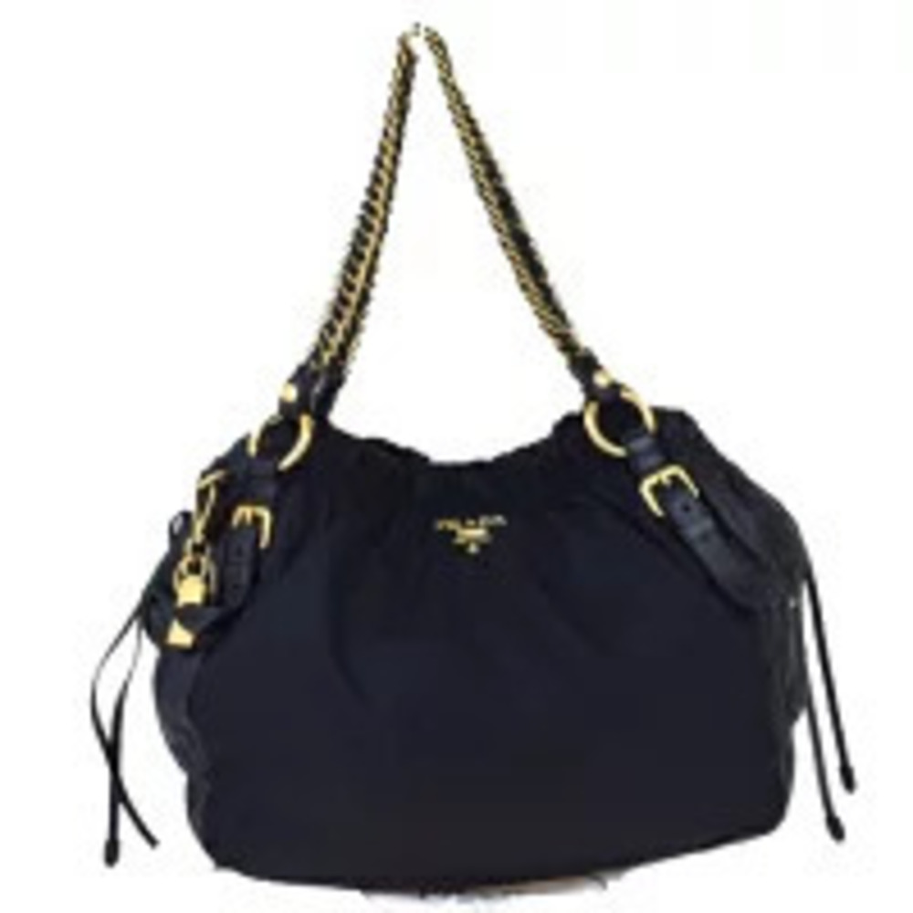 Prada chain shoulder bag black leather